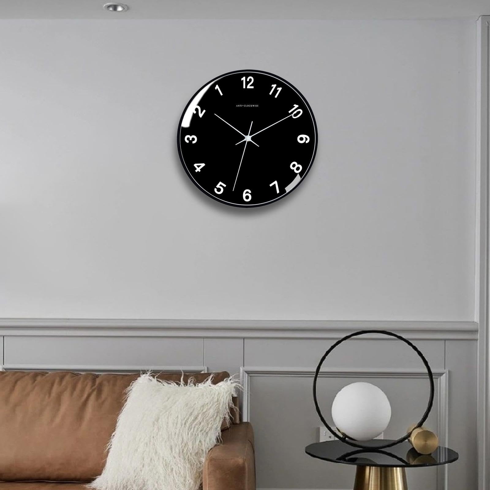 Orologio da Parete, Orologio inverso, Orologio da Parete in Senso antiorario, Decorazione Artistica da Parete, 12" per casa, Ufficio, Cucina, Soggiorno, Stile A