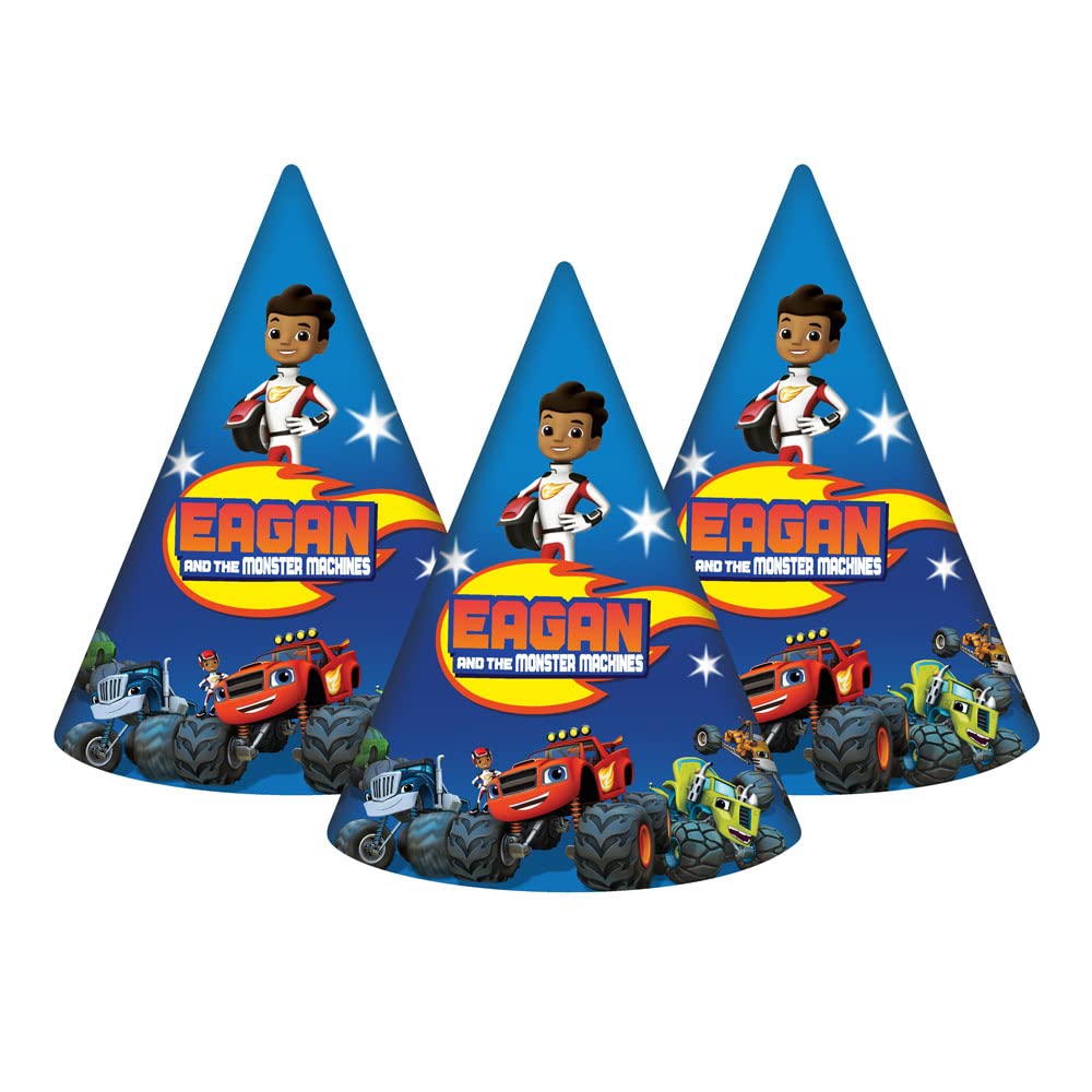 THE BLU PARTY� Blaze & the Monster Truck Theme Customized Birthday Hat with Baby Name for Blaze & the Monster Truck Birthday Decorations