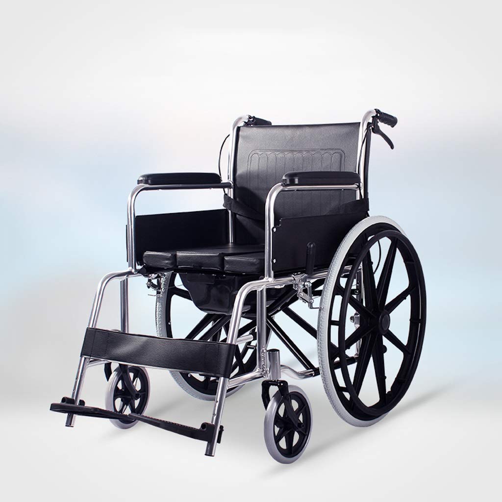 Sedia a rotelle,Scooter multifunzionale per anziani pieghevole ultraportatile con ausili per la deambulazione del carrello della toilette