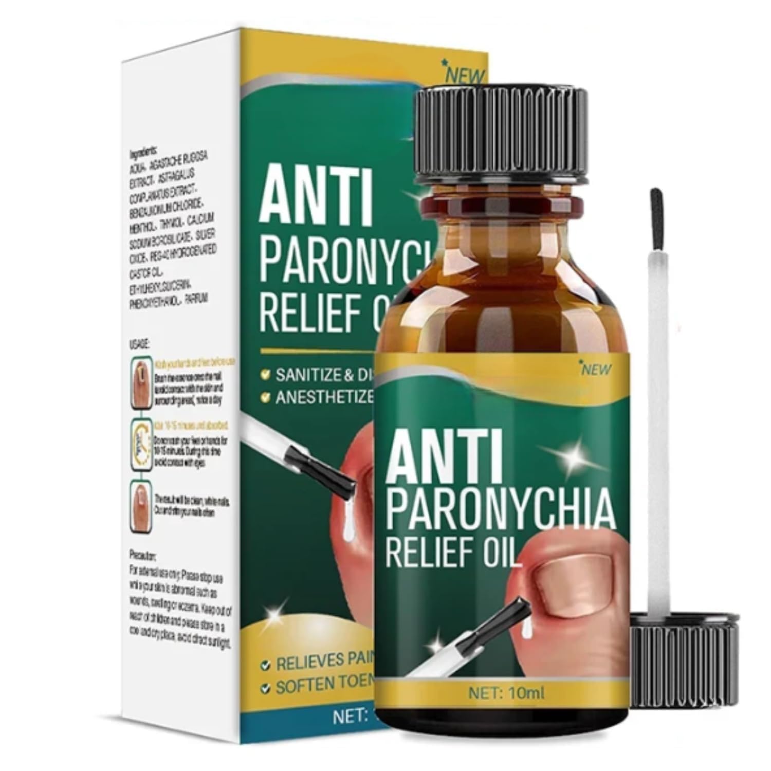 Anti Paronychia Relief Oil – Natural Formula for Nail Treatment, Pain Relief & Sanitizing | 10ml Liquid Drop with Applicator for Infected, Sore & Weak Nails (1)-image-20