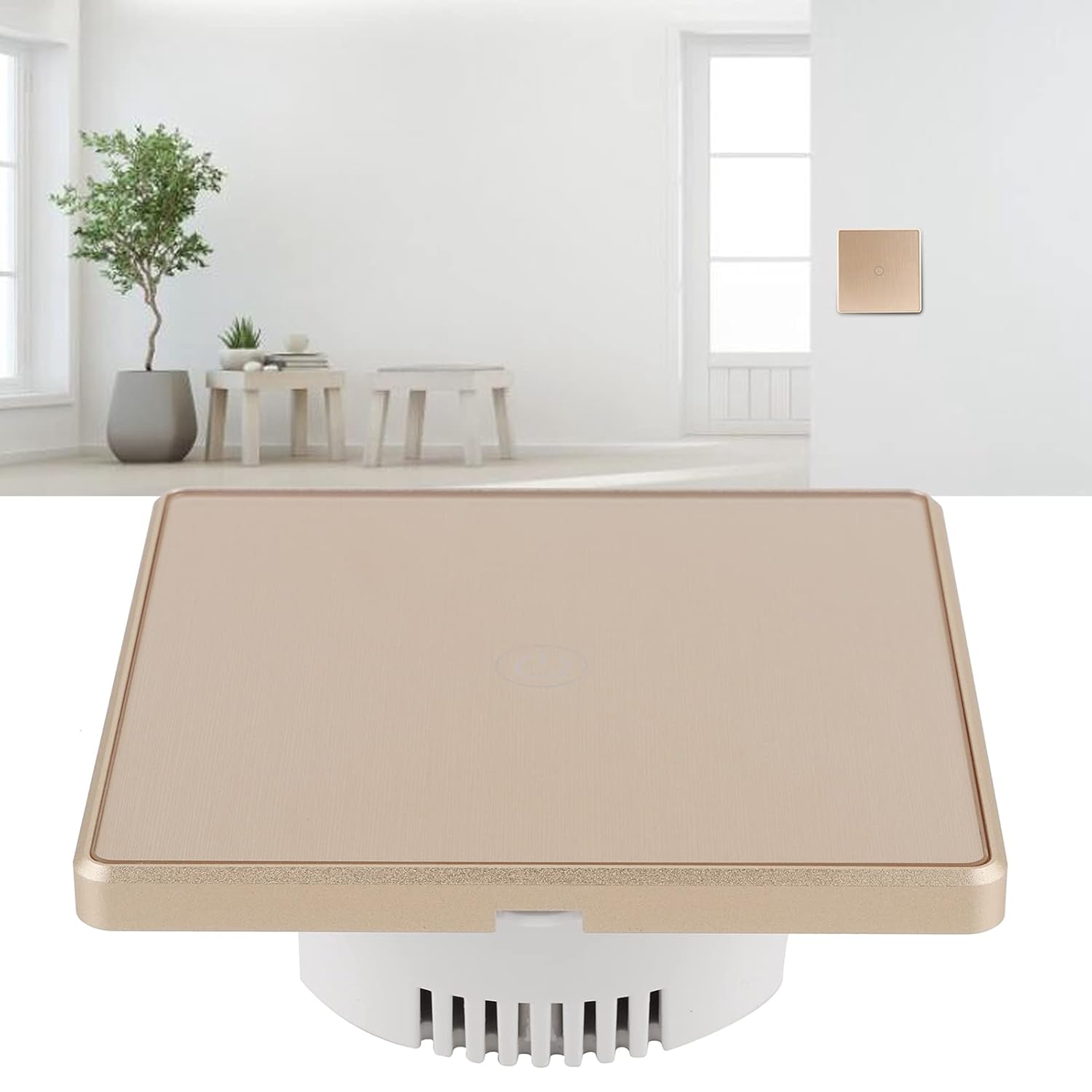 Smart WiFi Touch Switch Remote Controller Gold Finish Compatible with Google Home IFTTT Roqi and Siri Universal Wireless Operation 10A Rated Current 800W Maximum Load for Office