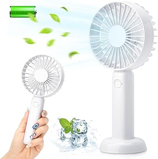 Anyfirst Handheld Fan, Portable Mini USB Rechargeable Hand Held Fan with 3 Speeds, 4000mAh Battery Powered Desk Fan, Powerful Hand Held Fans for Women Kids Travel Office Indoor Outdoor, White