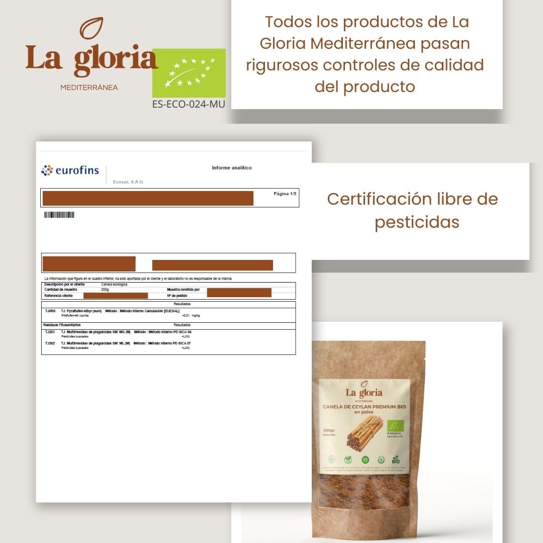 La Gloria Mediterránea Canela de Ceylán en Polvo 200g Ecológica