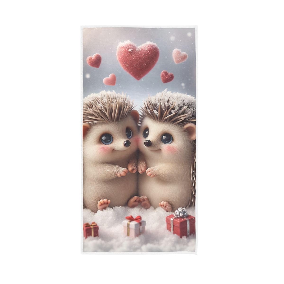 HUYGD Valentine's Day Hedgehogs Bath Hand Towels for Bathroom, Hand Towels for Bathroom, Shower, Hotel, Spa 15 x 30 Inches