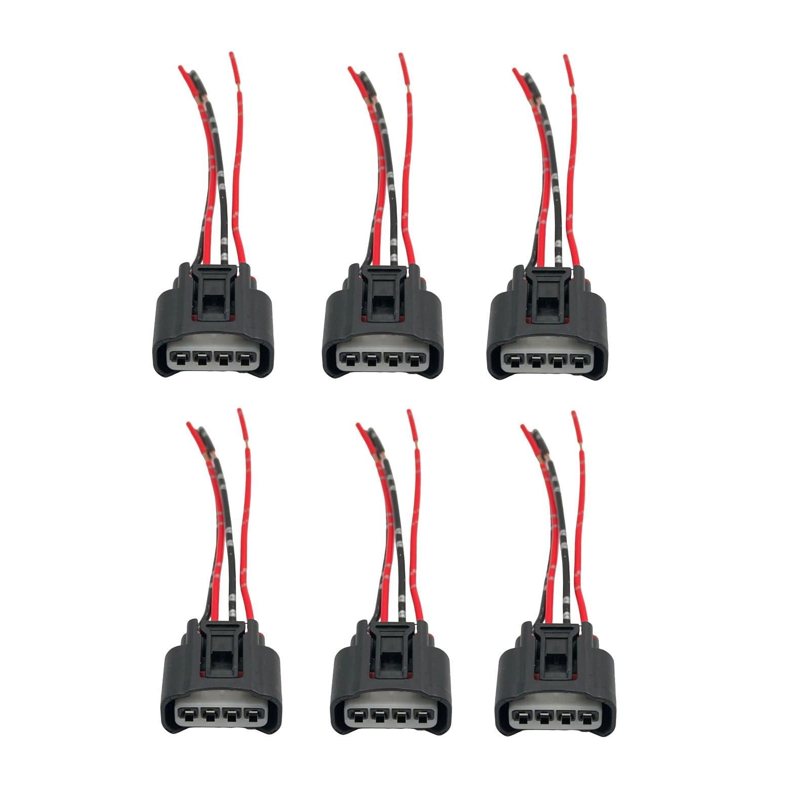 Lot de 6 connecteurs de bobine d'allumage standard à 4 ports - Fil de bobine d'allumage femelle - Compatible avec Toyota Camry Corolla Highlander Scion tC Sienna - Remplacement # 90980-11885