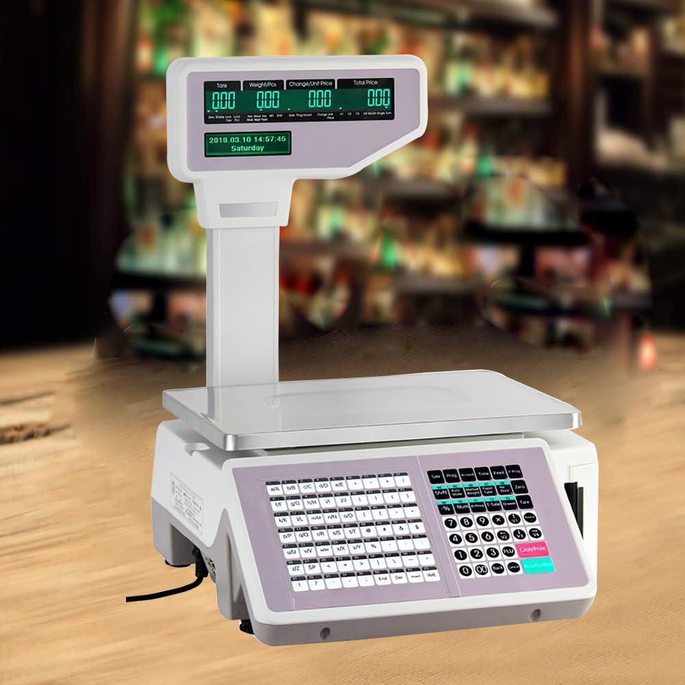 Bilancia Digitale Per Codici A Barre Con Stampante Per Etichette E Ricevute - Doppio Display - Tasti Di Scelta Rapida - Ideale Per Supermercati/negozi Al Dettaglio/magazzini - Bilance Per Stampa Di Et