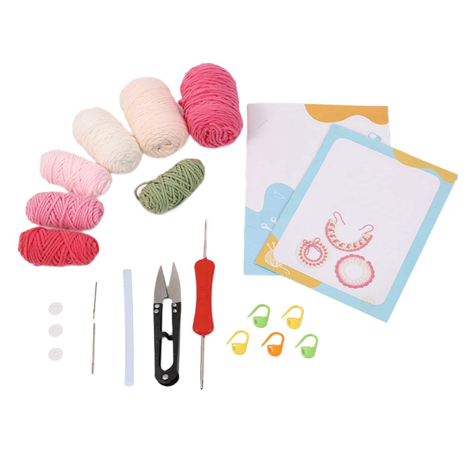 Tsophreniq Strawberry Lace Beginner Crochet Set Crochet Pet Bib Set For Beginner Adult Includes Step-By-Step Instruction Yarns Hook Pet Accessories
