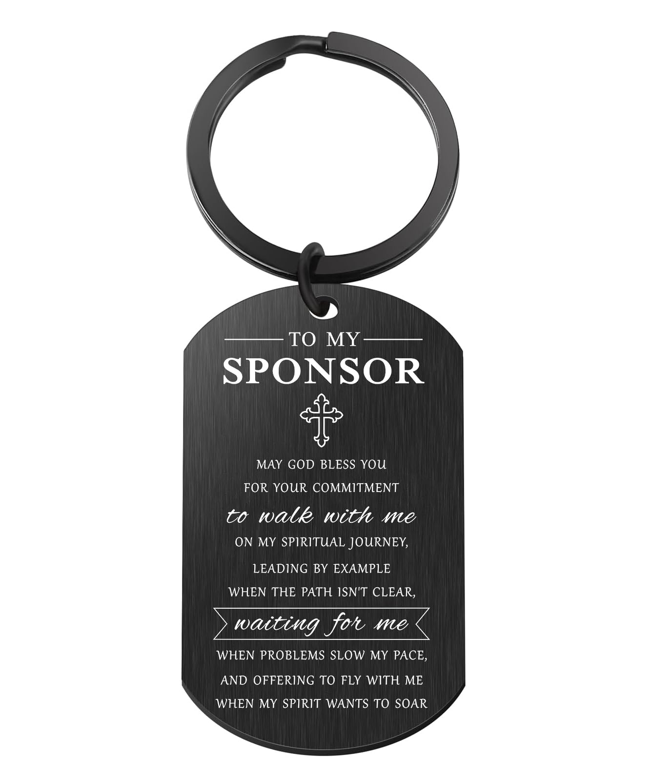 May God Bless You Sponsor Keychain for Women Men Thank You Confirmation Sponsor Gifts to My Sponsor, Medium, Black