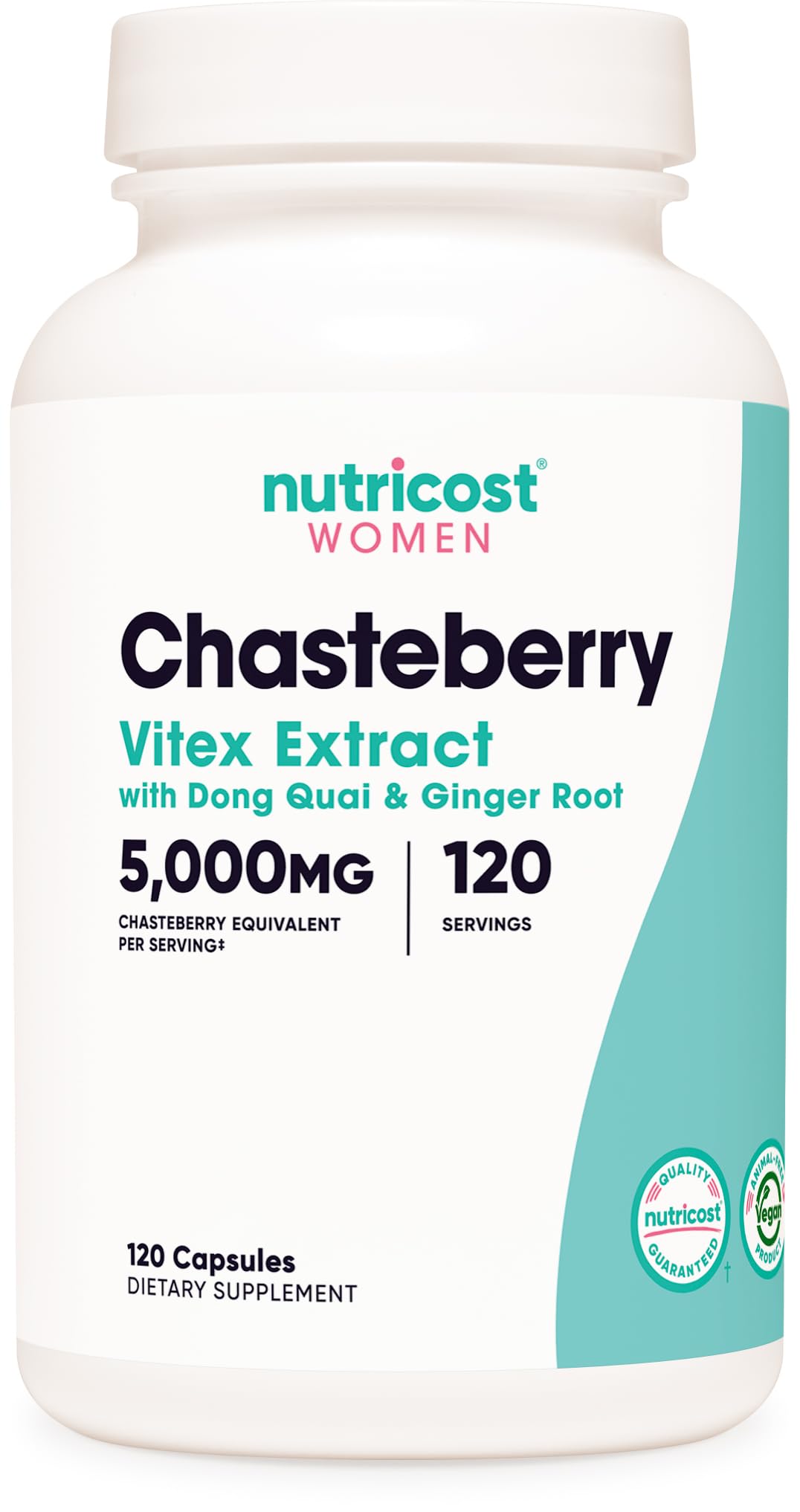 Nutricost Chasteberry Supplement for Women 120 Capsules, 5000mg Equivalent Per Serving (from 500mg of 10:1 Extract), with Dong Quai & Ginger Root Extract, Vegetarian, Gluten Free & Non-GMO