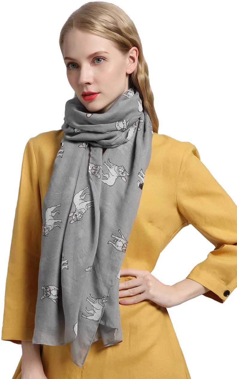 SEW ELEGANTNEW Ladies Women's French Bulldog Print Scarf