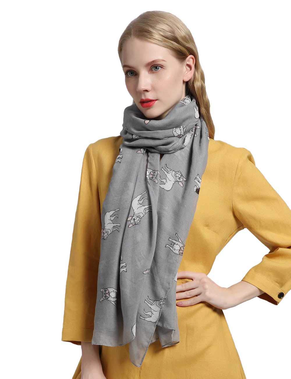 SEW ELEGANTNEW Ladies Women's French Bulldog Print Scarf