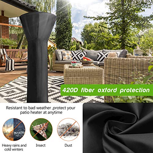 INMORVEN Patio Heater Cover,420D PU Coating Heavy Duty Outdoor Heater Covers with Zipper and Storage Bag,Waterproof,UV-Resistant,Dust-Free,Tear Resistance,for Long Term Use. 89\'\'x 33\"x 19\"