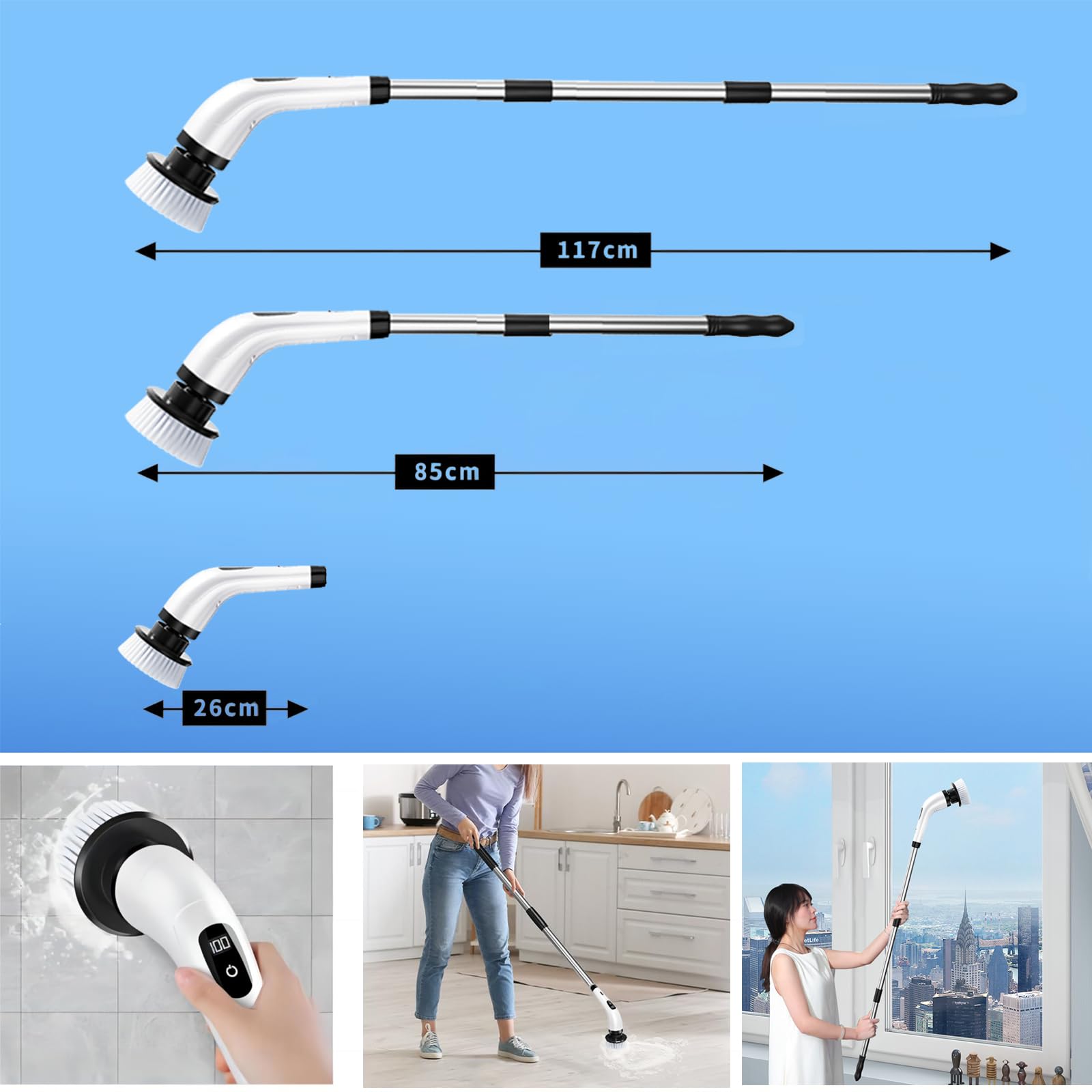 Hqynss Electric Spin Scrubber, Cordless Scrubbing Brush with 8 Brush Heads - Image 2