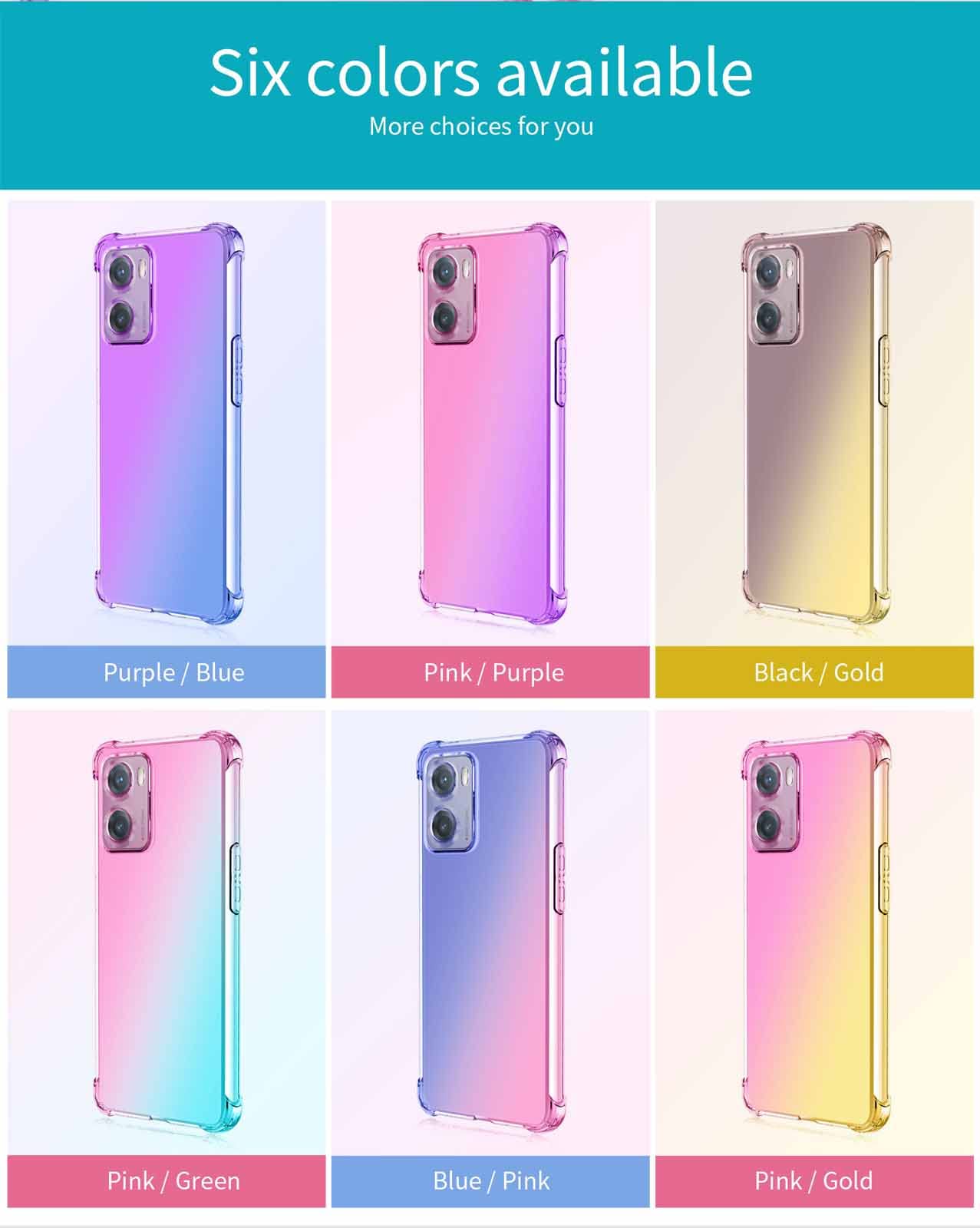 Cover Per Oppo A96 / A76 / A36 In TPU Con Effetto Gradiente | Rosa/Viola, Morbida, Ultra-sottile, Rinforzata Agli Angoli, Antiurto - 3