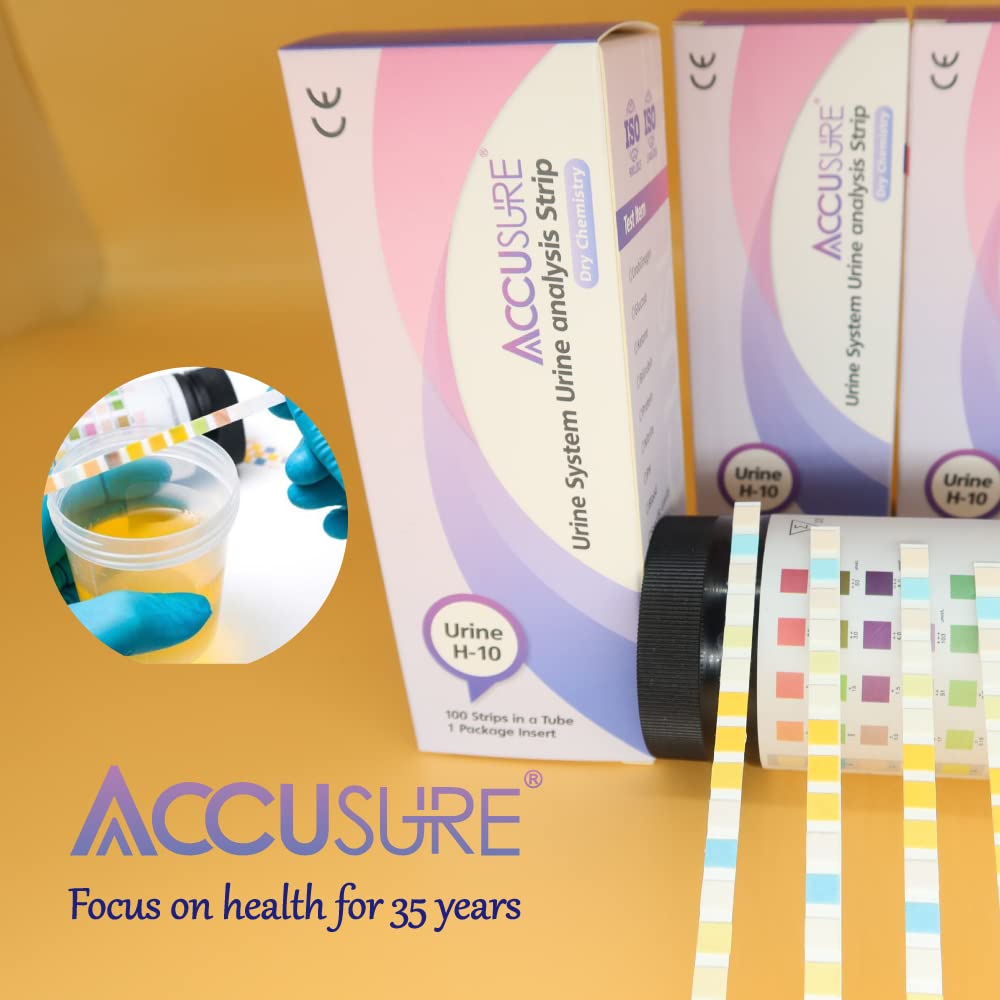 Test delle Urine 100 Strisce Reattive per Urine - 10 Parametro Striscia Test per Analisi delle Urine - Glucosio, Chetone, Proteina, Valore pH, Nitrito, Bilirubina, Gravità specifica, Sangue...