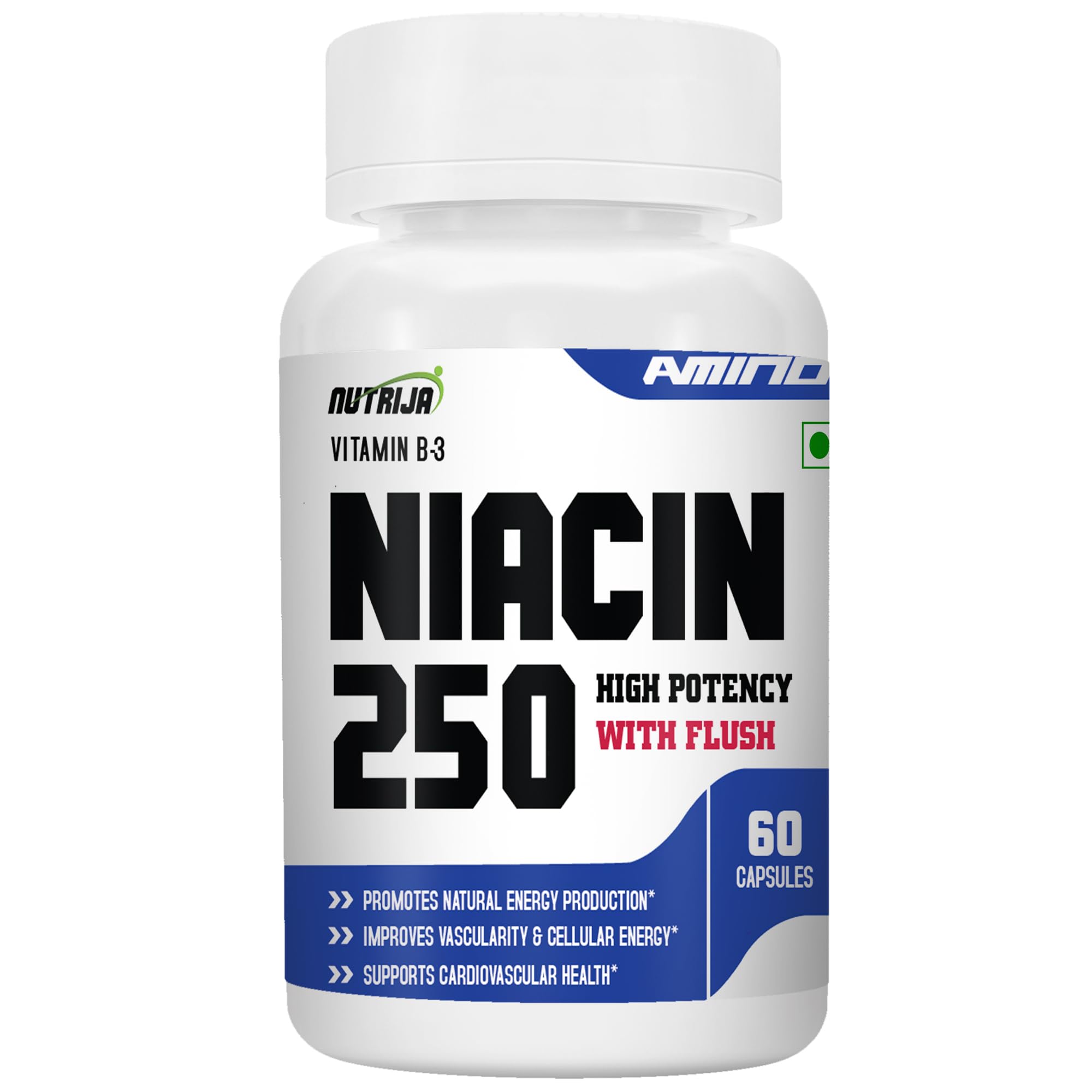 NutriJa Niacin 250 Vitamin B3 (Nicotinic Acid) with Flush | for Vascularity & Increase Cellular Energy- 60 Capsules-image-18