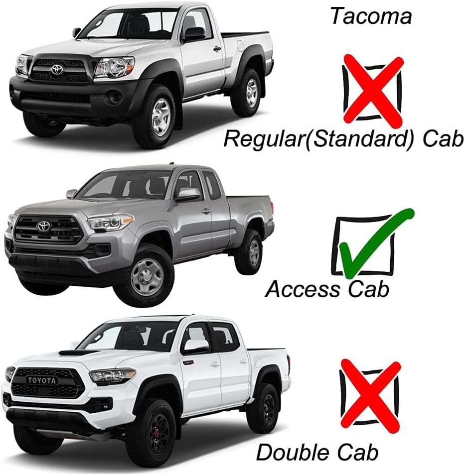 Side Window Wind Deflector fit for 1995-2004 Toyota Tacoma Access Extended Cab with 2Half Size Rear Doors,4pcs Outside Mount Tape-On Sun Rain Guards Set,Dark Smoke Nice Window Visor 94948 Tacoma 1995-2004 Extended Cab