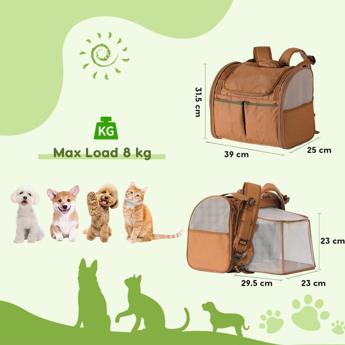 Transportbox Katze,Hundebox Faltbar Erweiterbarer für Katzen,Kleine Hunde bis 8kg,Atmungsaktive Katzentransportbox für Reisen mit Zug,Auto,Flugzeug
