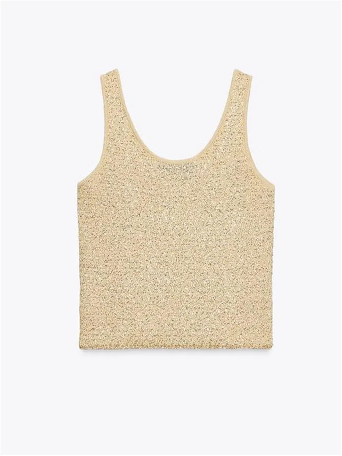Gilet Sans Manche Femme Cardigan en tricot à paillettes for femme, col rond, manches courtes, boutons, sans, avec bretelles(Orange sets,S)