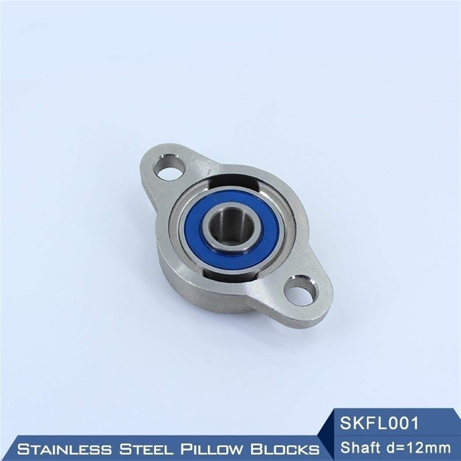 Boîtiers de roulement SKFL001 Arbre de roulement 12 mm Boîtiers de roulement SSKFL001 Roulements à Semelle en Acier Inoxydable S KFL001 Roulements montés 12 mm Roulements à Semelle
