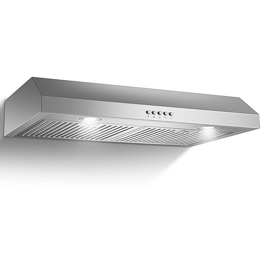 Under Cabinet Range Hood 30 inch, Stainless Steel Kitchen Hood 800CFM, Stove Hood with Push Button Control, Baffle Filters, Ducted/Ductless Convertible Duct