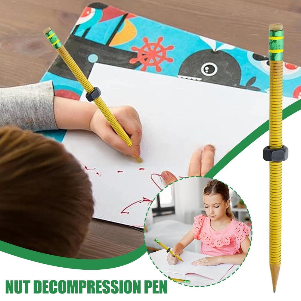 Lot De 3 Crayons Filetés TDAH - Stylo Fidget Avec écrou Mobile | Outil Sensoriel Pour Concentration, Anxiété Et Autisme
