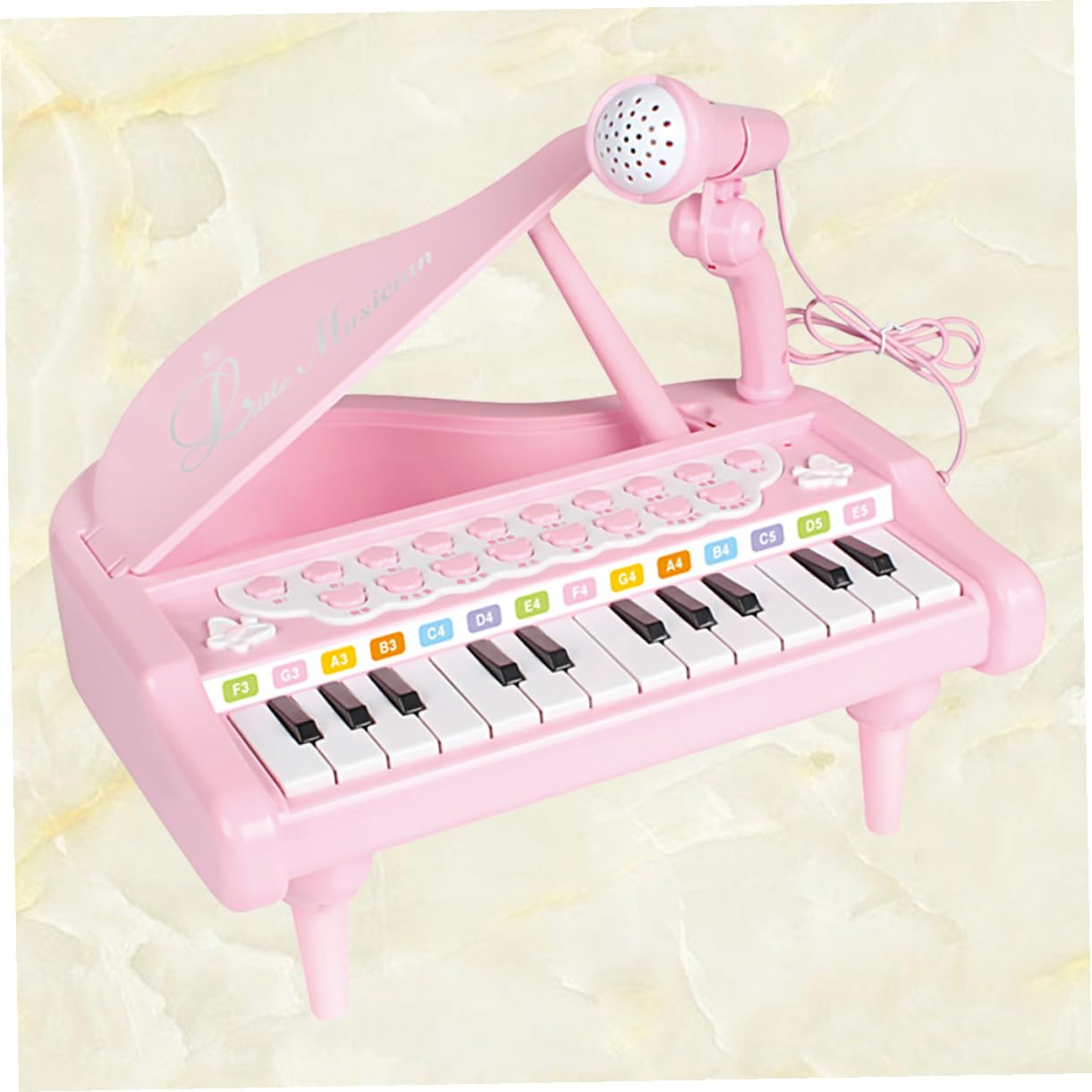 Pianola Elettronica Multifunzionale per Ragazzo Ragazza con Microfono, Tastiera Giocattolo in Plastica Rosa, Strumento Musicale Educativo per Scuola Media e Giochi