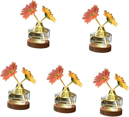 Miniatura 1 de Uonlytech 5 juegos de luz nocturna de vidrio transparente lámparas de mesa transparentes jarrones para flores lamparas de mesa de dormitorio