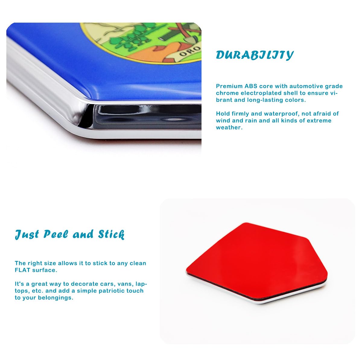 Montana Flag Decal Stickers - 2 Pack Chrome Shield Emblems For Cars, Trucks & Vehicles