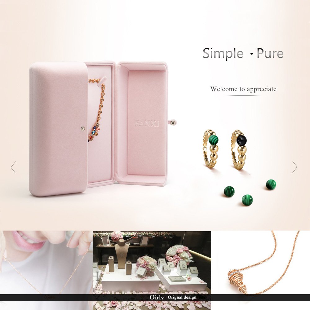 Oirlv Rosa Velluto Gioielli Scatola Porta Gioielli Display Storage Case Jewelry Gift Box, Velluto, Pink, Large Necklace