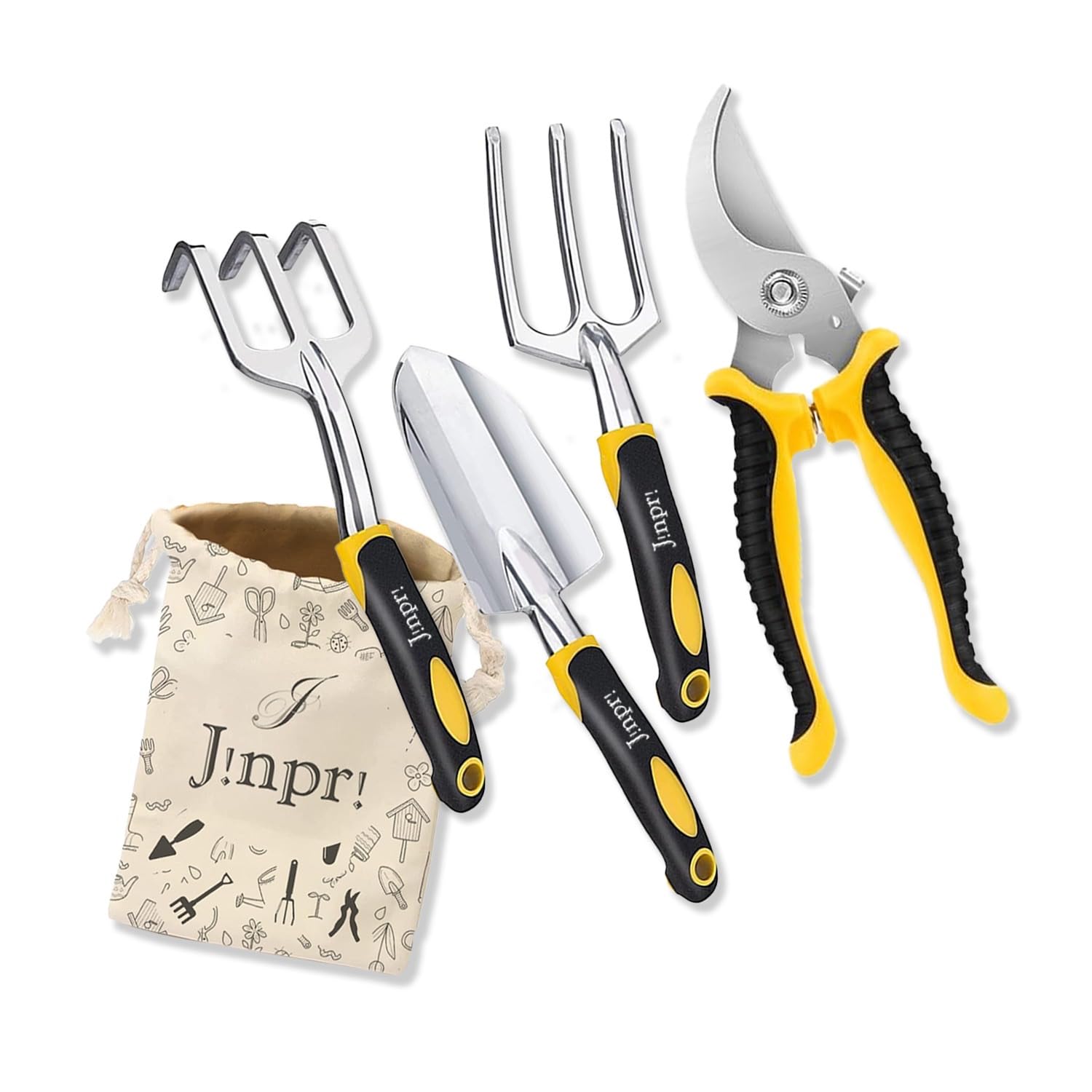 Jinpri Garden Tool Set, 5 Pieces, Stainless Steel with Yellow Handles (Style-1) (B0CR47KFS8) Amazon Price History, Amazon Price Tracker