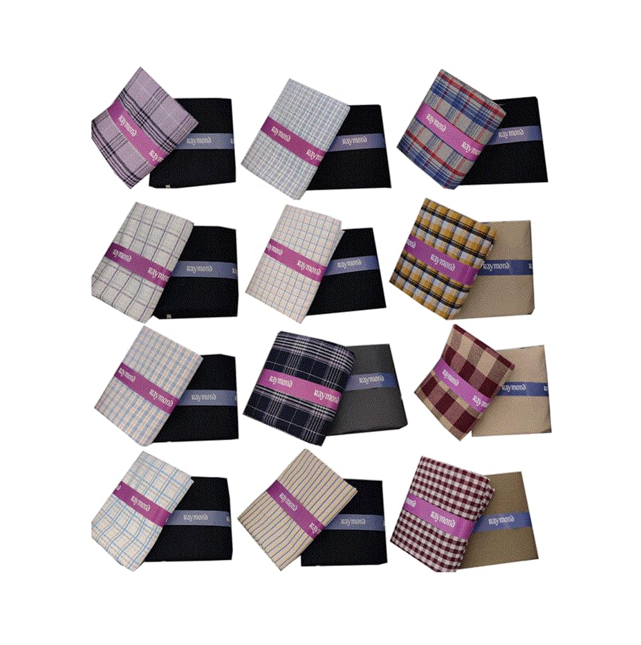 12-Piece Unstitched Cotton Shirt and Trouser Fabric Set, Checkered & Striped Patterns,Formal Style-image-2