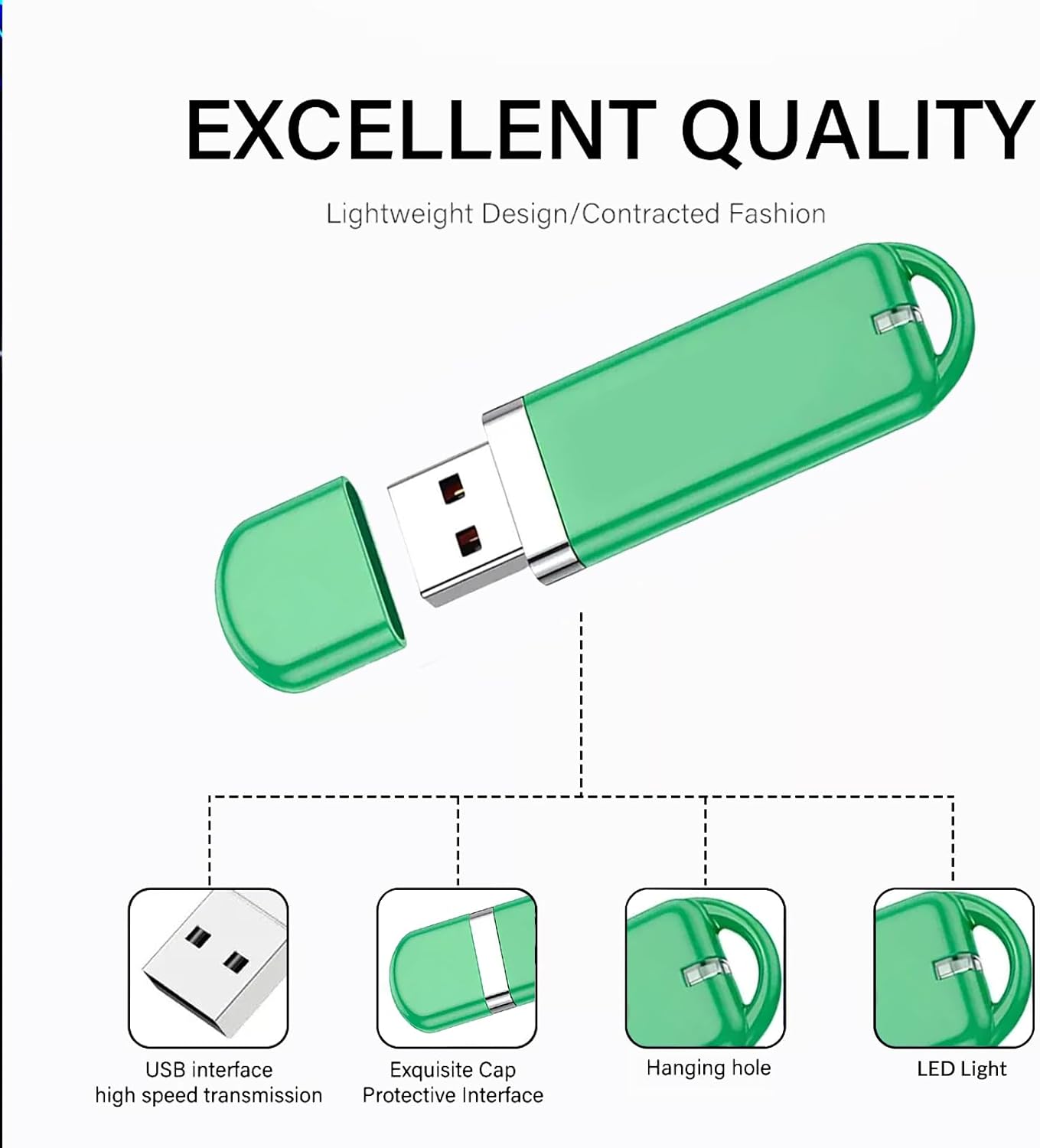 Custom USB Flash Drive 8GB 1000 Pack with Oval Cap Thumb Drive Customizable USB Drive Logo Print FEWINA Branding with Personalized USB Stick (1000 Pack,7 Color Options)