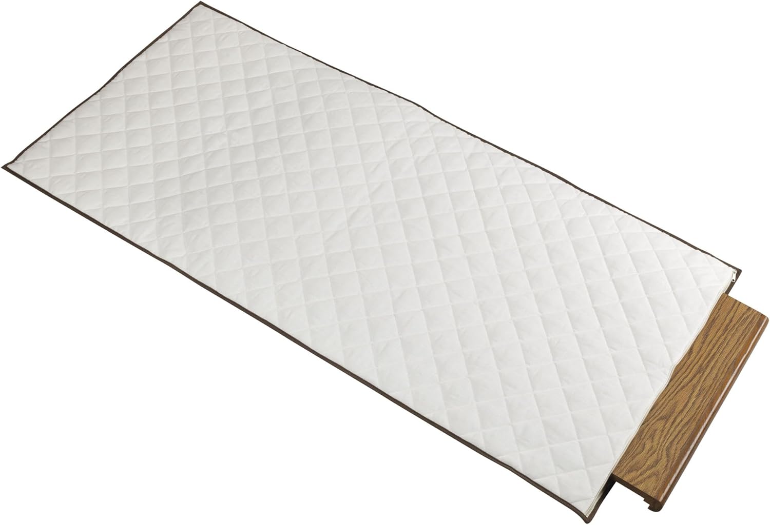 Household Essentials Quilted Table Leaf Storage Bag, Heavy-Duty Poly-Cotton Canvas, Interior Storage Pocket, Zippered, Lightweight, Protective, Spacious, Natural with Brown Trim