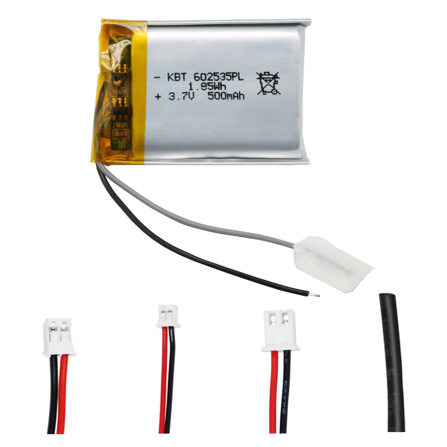 Amazon.com: KBT 3.7V 500mAh 鋰聚合物電池:602535 Lipo 可充電鋰離子