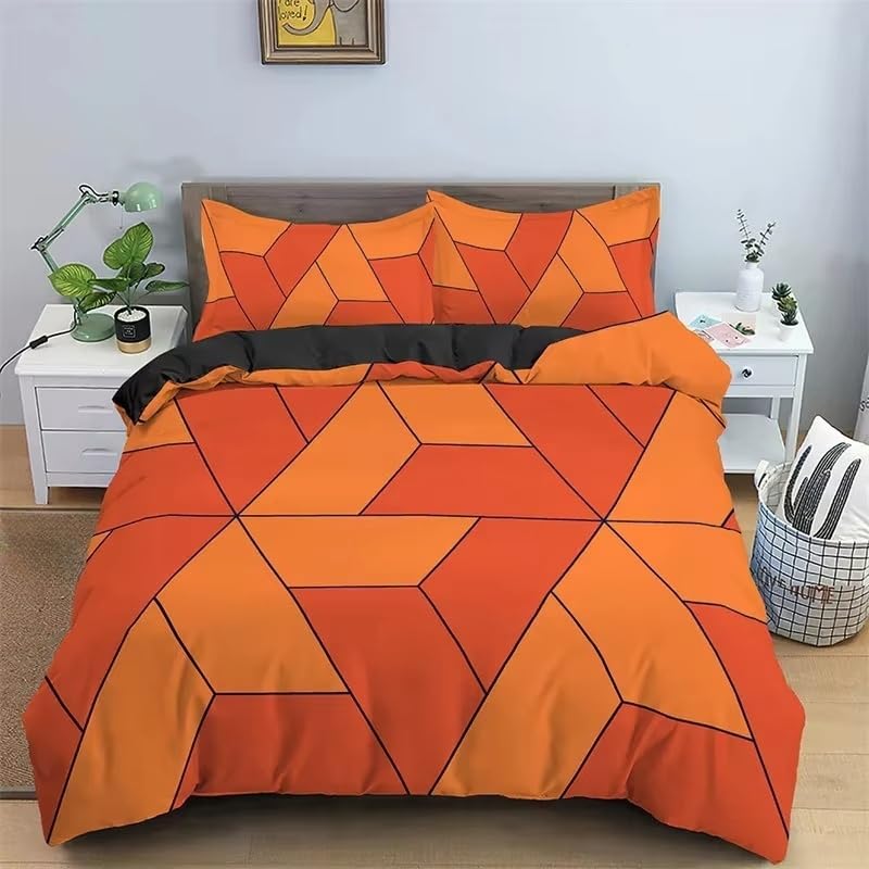 Chambre d'enfant ou adulte : parure de lit orange 200x200 géométrique et moderne