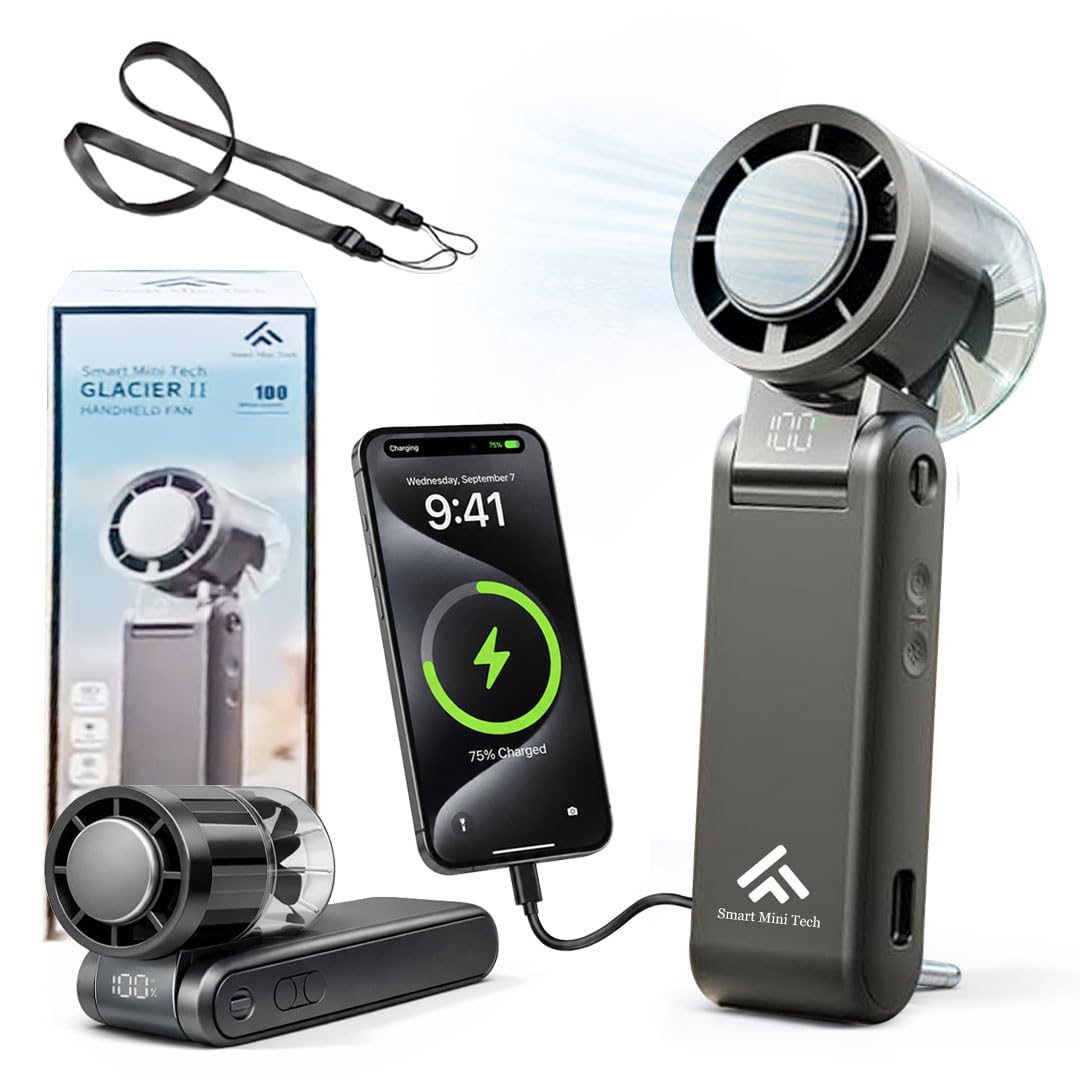 Portable Handheld Fan, Emergency Power Bank, Mini Desk Fan with Strong Airflow, Rechargeable Cooling Fan for Home Office and Outdoor Use, Travel Essentials, holiday essentials, Gifts for Women