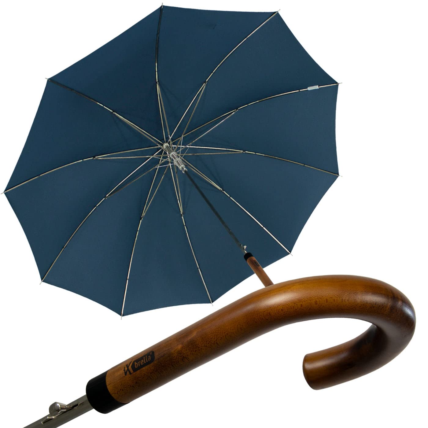iX-brella Ombrello automatico da uomo con manico rotondo in vero legno