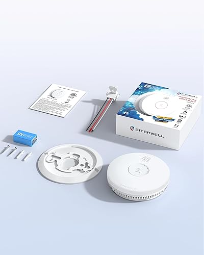 Miniatura 9 de SITERWELL Detector de humo, detector de humo interconectado con cable, alarma de humo fotoeléctrica con batería de reserva de 9 V, alarma de