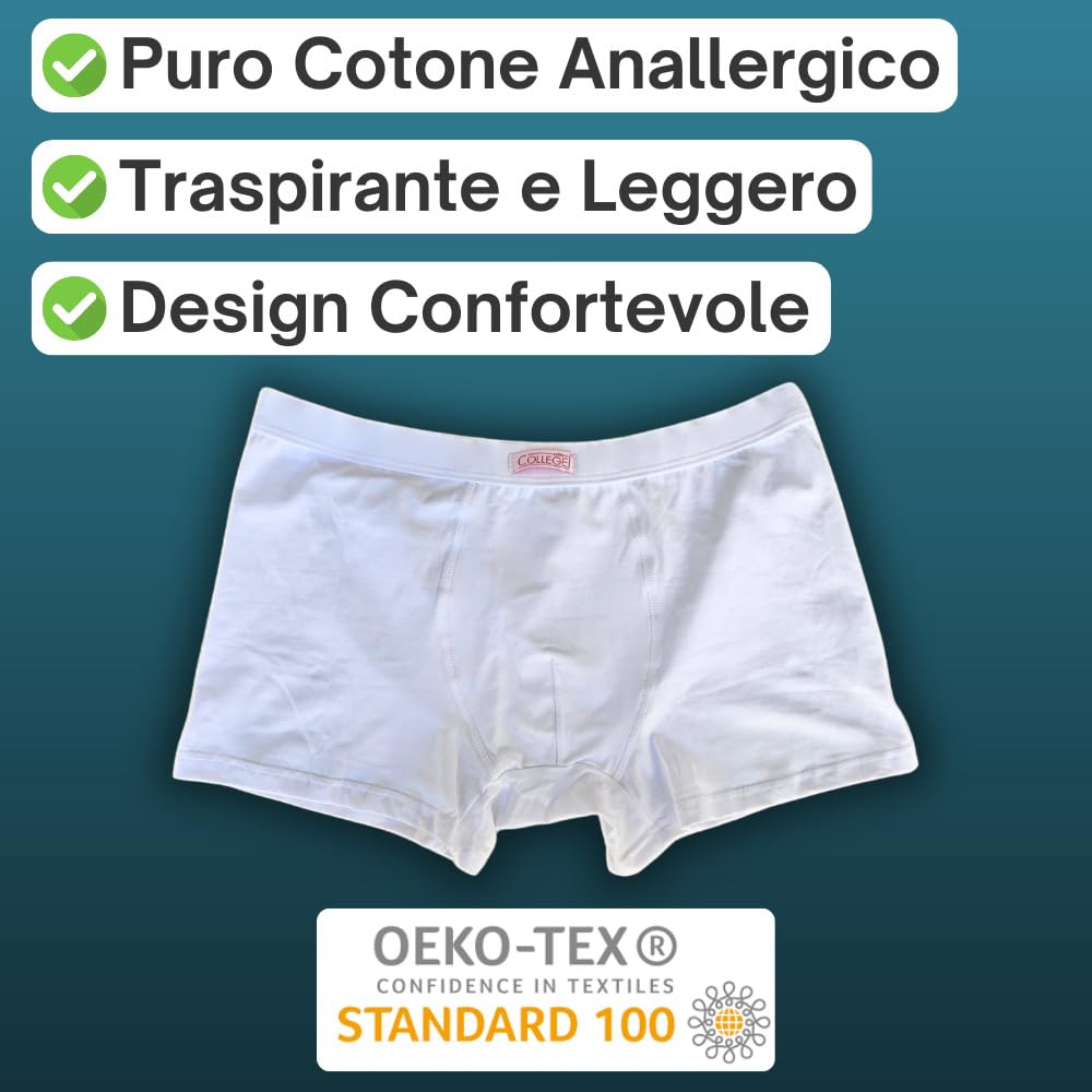 Mutande Uomo Boxer Cotone (12-6-3 Paia) Underwear Uomo Certificato OEKO-TEX standard 100%, Taglie Forti Uomo dalla S alla 3XL, Anallergiche e Traspiranti Anti Cattivi Odori, Prodotto Italiano