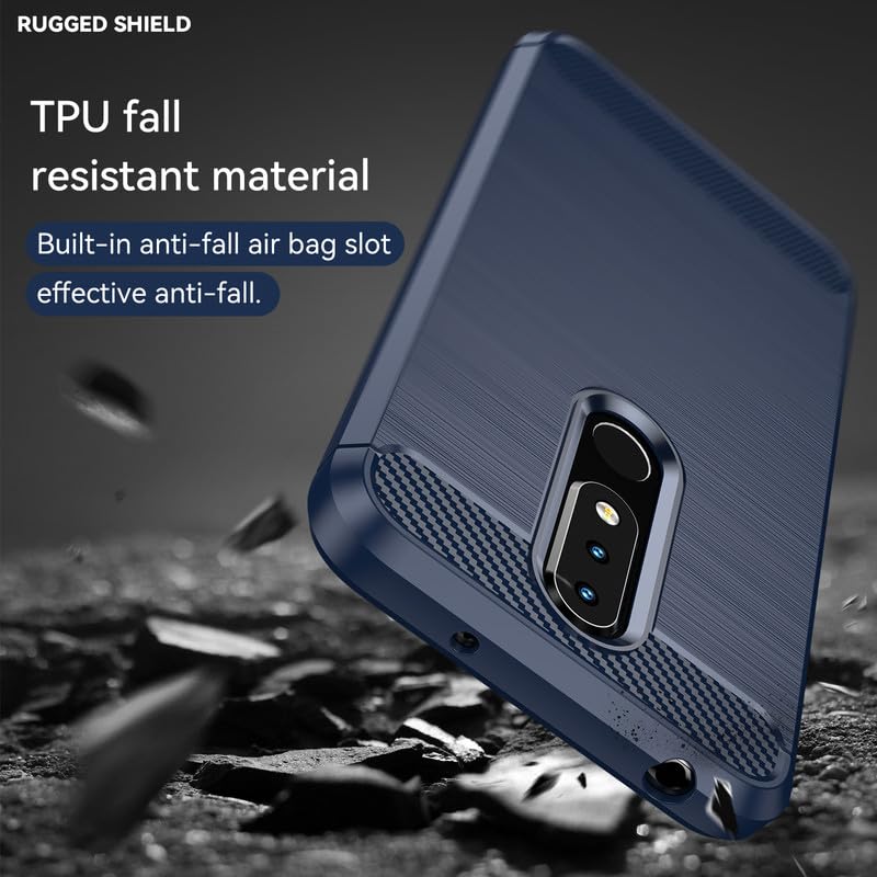Image of Hybrid Carbon Fiber Back Case for Nokia 6.1 Plus / X6 (Blue)
