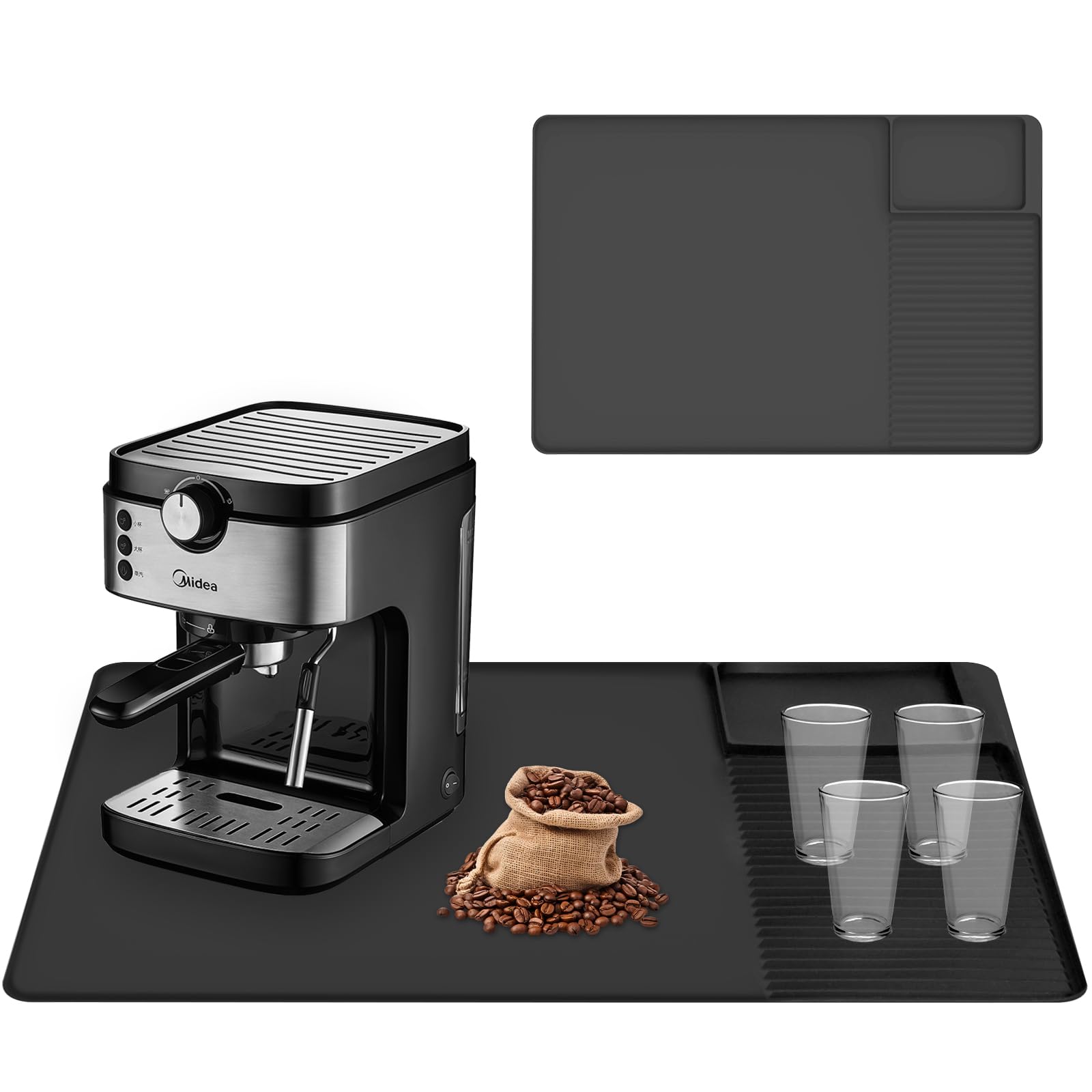 Tapis de base en silicone pour machine à café sur comptoir de cuisine moderne