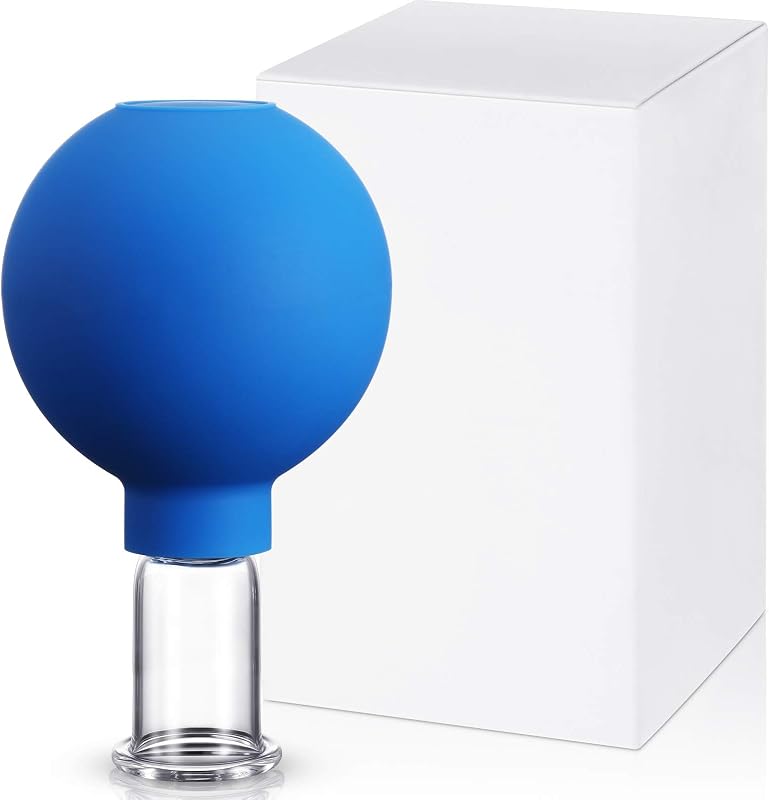 Nuanchu Ventosa Facial de Vidro Azul, 1,65 cm de diâmetro