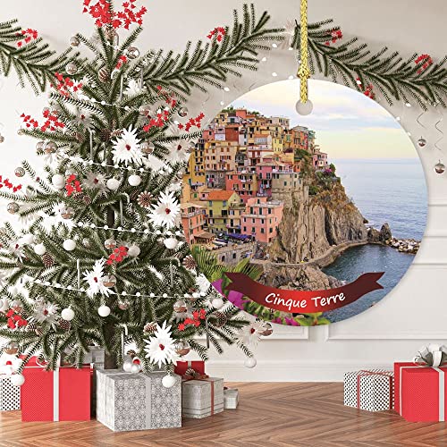 Vinisong Christmas Ornament Cinque Terre Hanging Ornament Christmas Tree Decoration Landscape Keepsake Hanging Ornament Christmas Ornament Gift Christmas Bauble Keepsake #TOP4