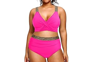 Women Plus Size High Waisted Bikini Set Two Piece Tummy Control Swimsuit.