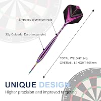 Trecynd Profi Acél Dartok 24g Lila Alumínium Szárral Készlet 6
