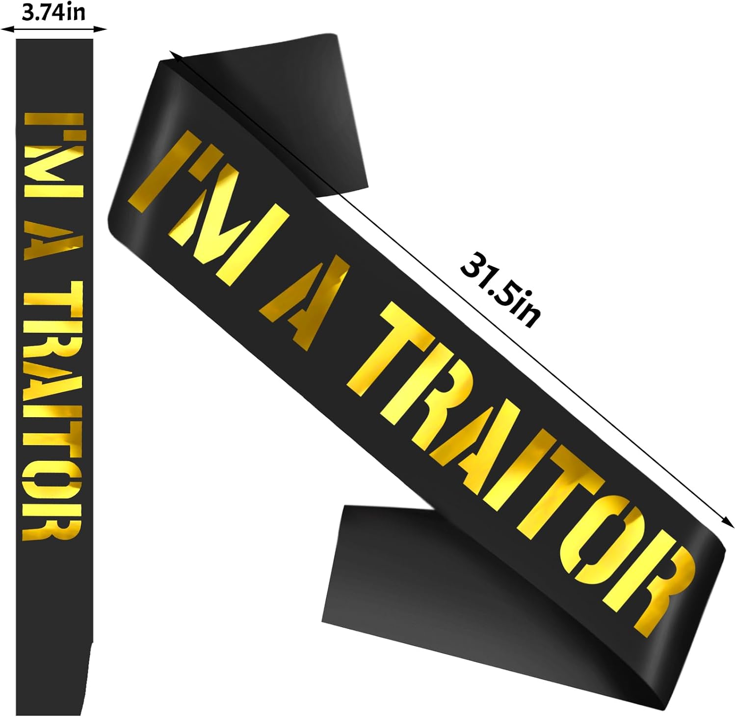 "I'M A TRAITOR Sash with Gold Foil, Black Going Away/Moving/Job Change/Relocating Party Sash for Women or Men, Funny Last Day Office Party Decorations, Supplies, Favors
