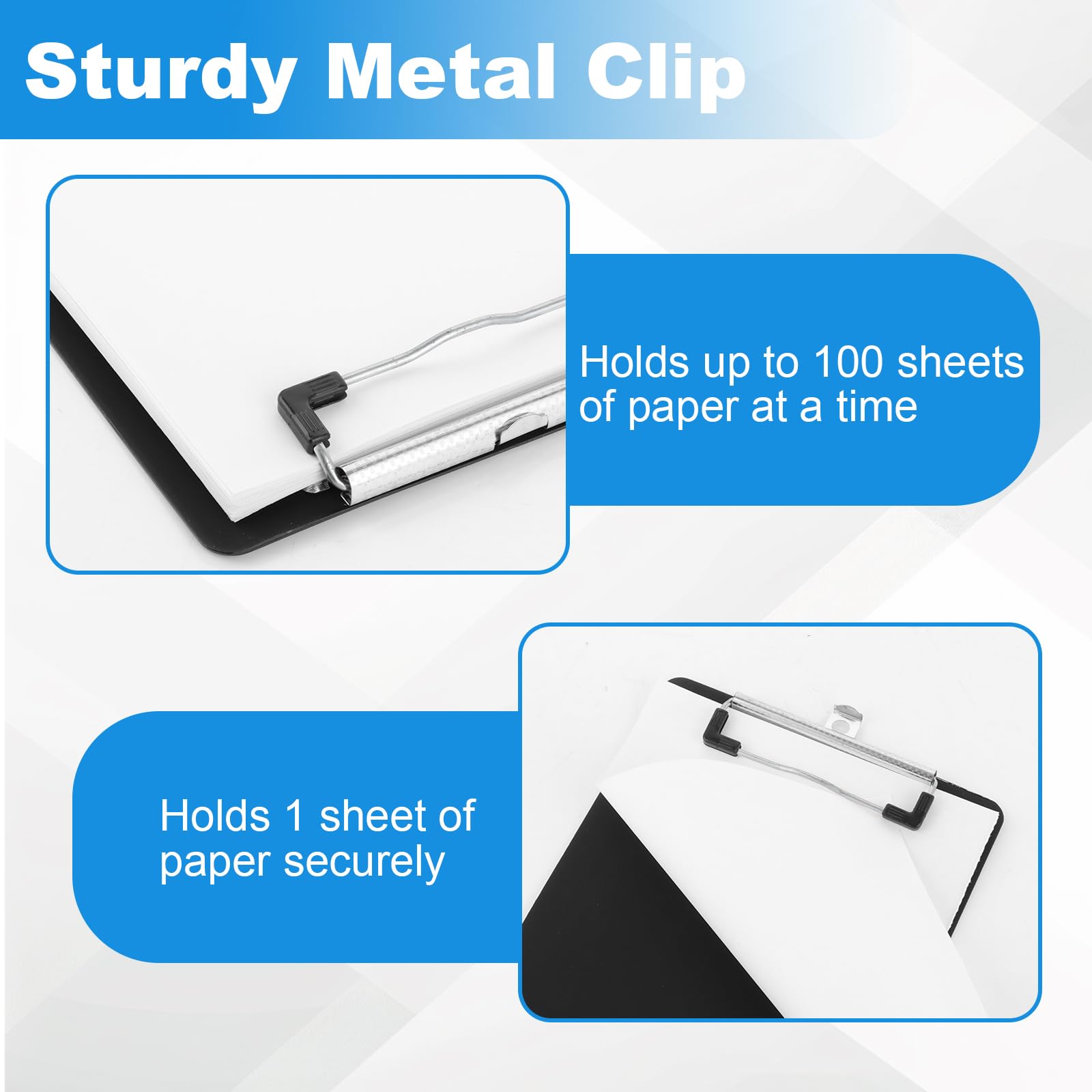 Portapapeles con Pinza A4 Negro, Carpeta Plastico 1.5 mm, Tablero de Escritura para Oficina