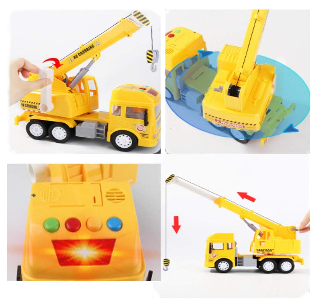 SHIPEASE Friction Powered Construction Crane Trucks Toy for 3+ Years Old Kids Boys Girls Pull Back Vehicles 360 Degree Rotating Lifting Crane Toy with Light Music (Multicolor) 1