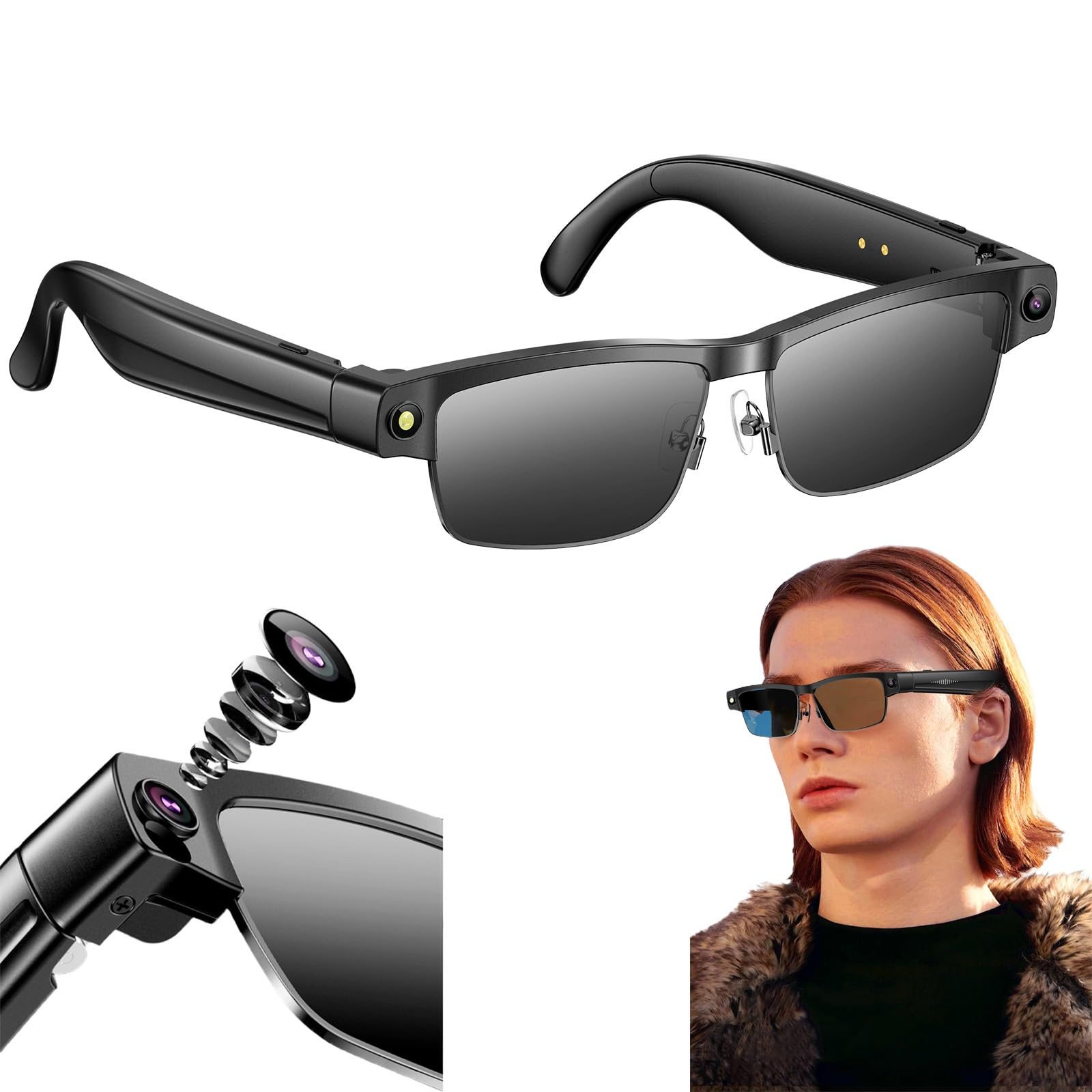 AI Smart Glasses with 8MP Camera Voice Control Glasses - Chat GPT Bluetooth 5 4 Anti-Blue Light Eyewear